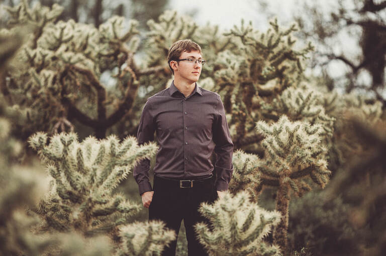 A serious image for Cory during his senior session
