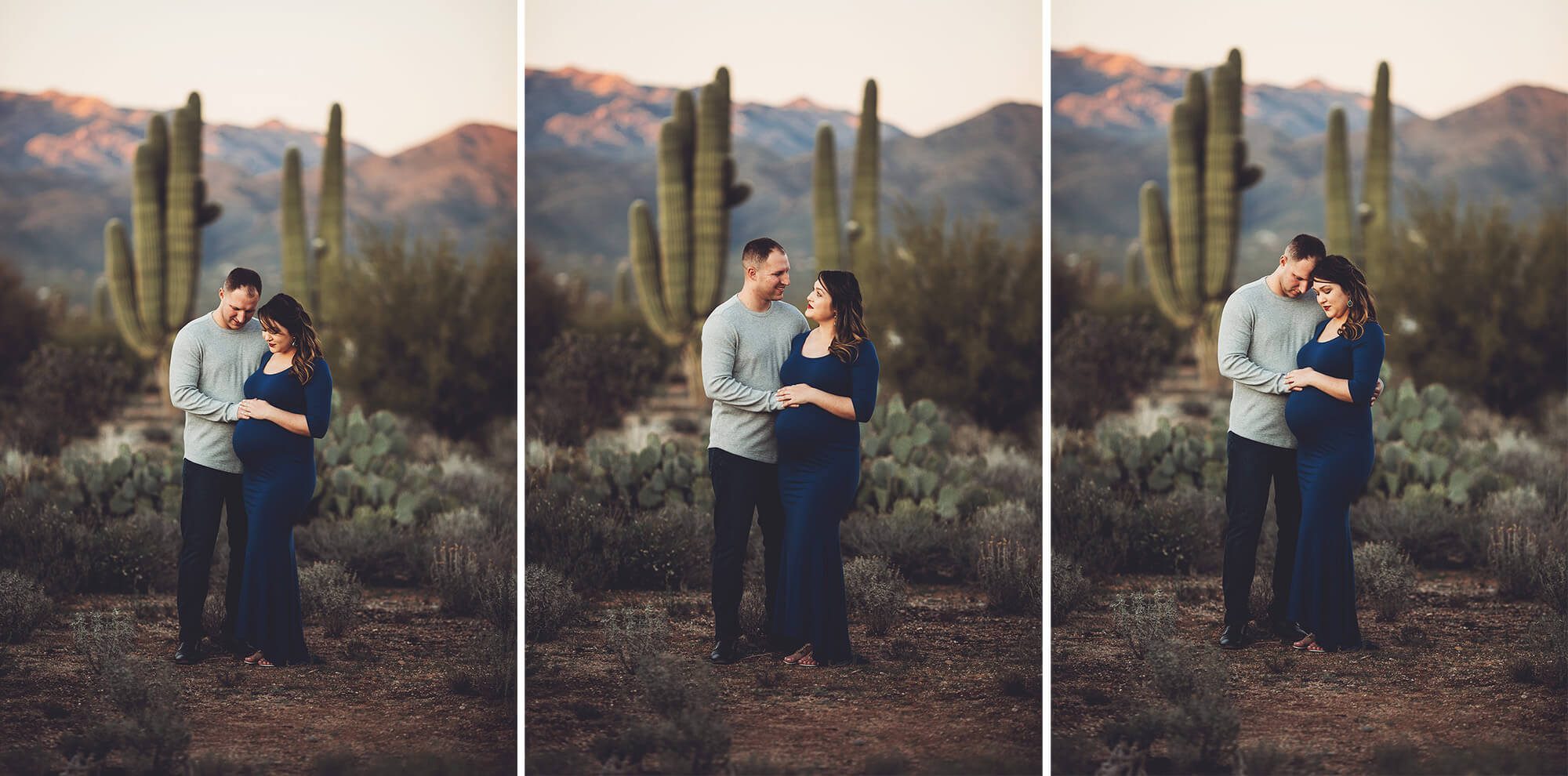 Alicia and her husband with the Catalina mountains in the background.