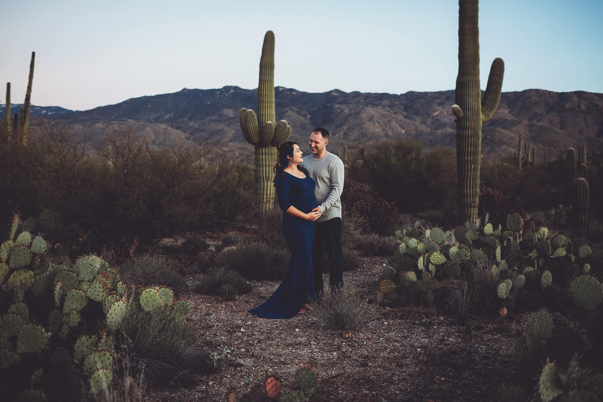 A final shot of Alicia and her husband with the Rincon mountains to their backs.