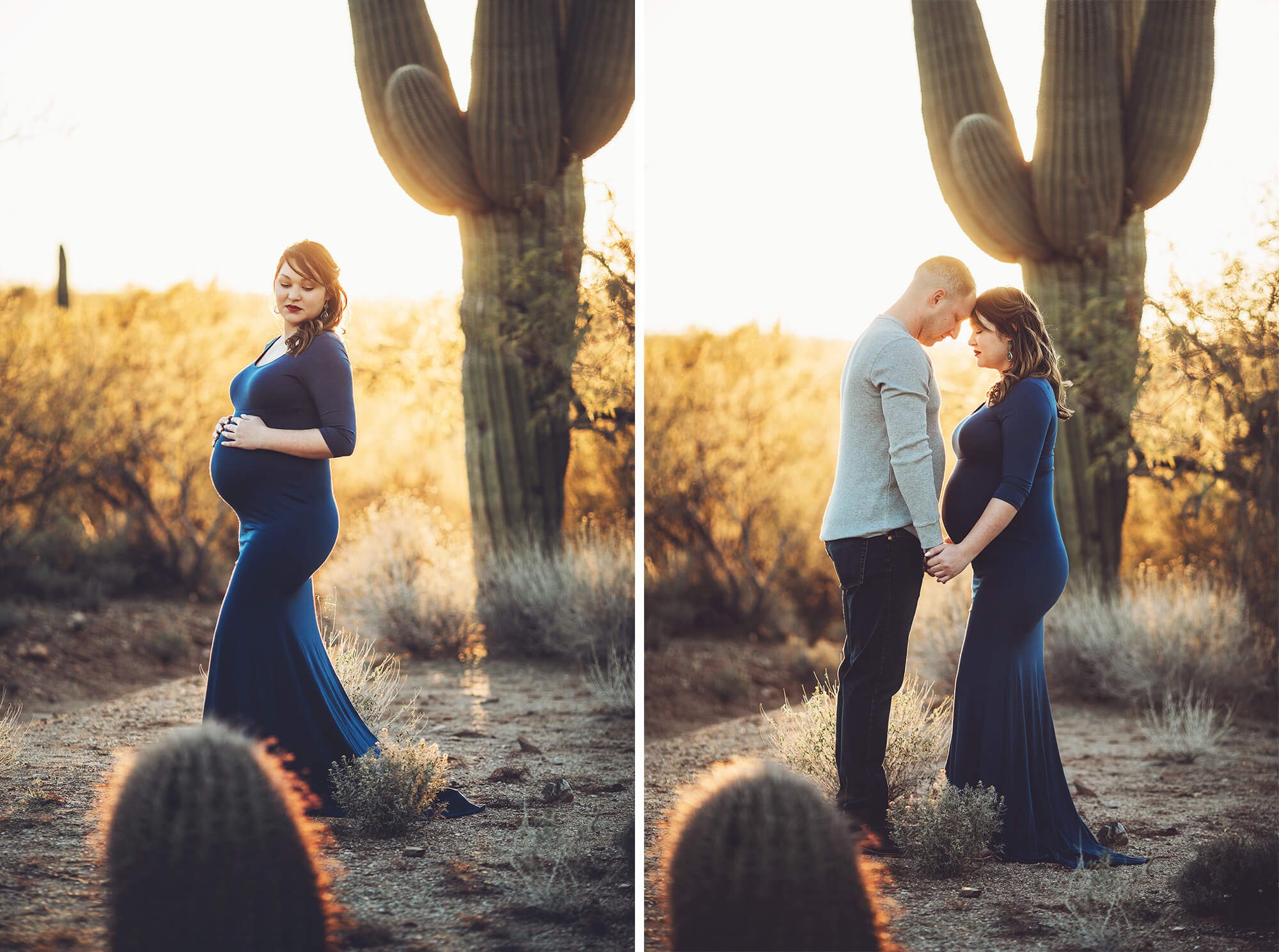 Sunset and breathtaking saguaros for Alicia during her maternity session