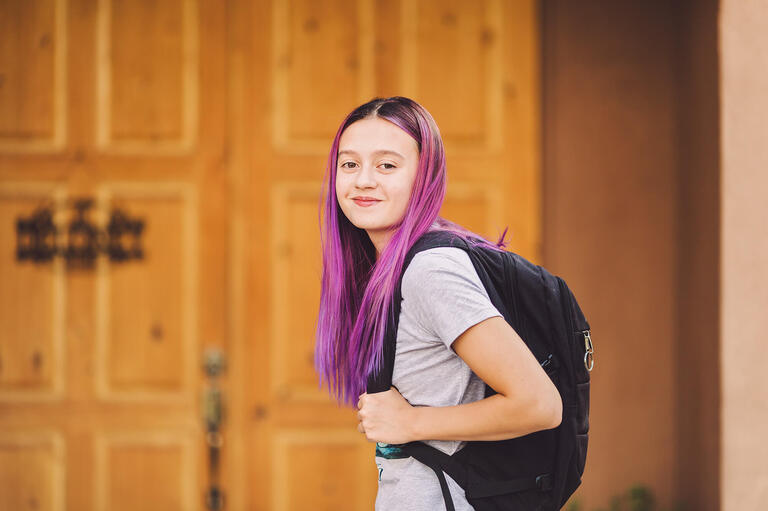Ready for back-to-school with gorgeous hair and backpack packed