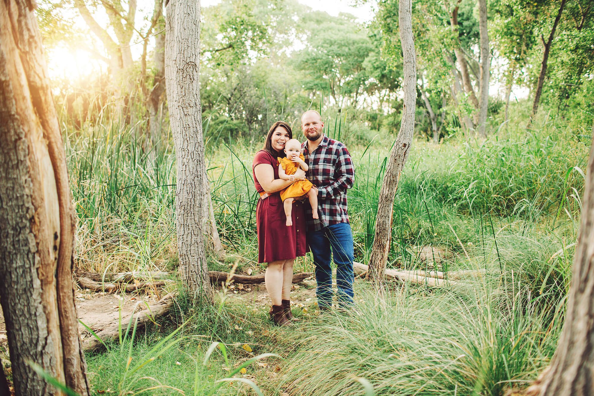 The Tawney family looking beautiful in the lovely wooded creek plain of Southern Arizona.