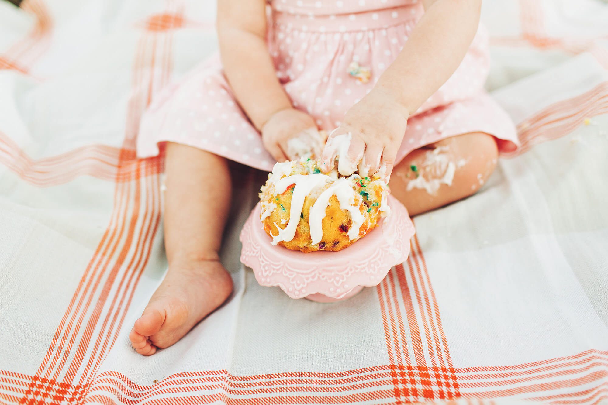 This little girl loved her colorful, fall bundt cake for her first birthday
