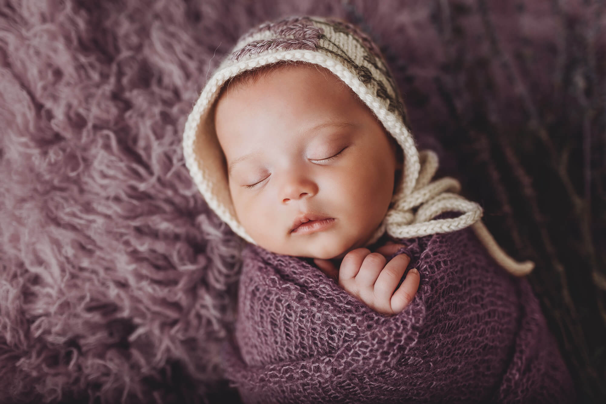 Rubi's newborn session wrapped in lavender