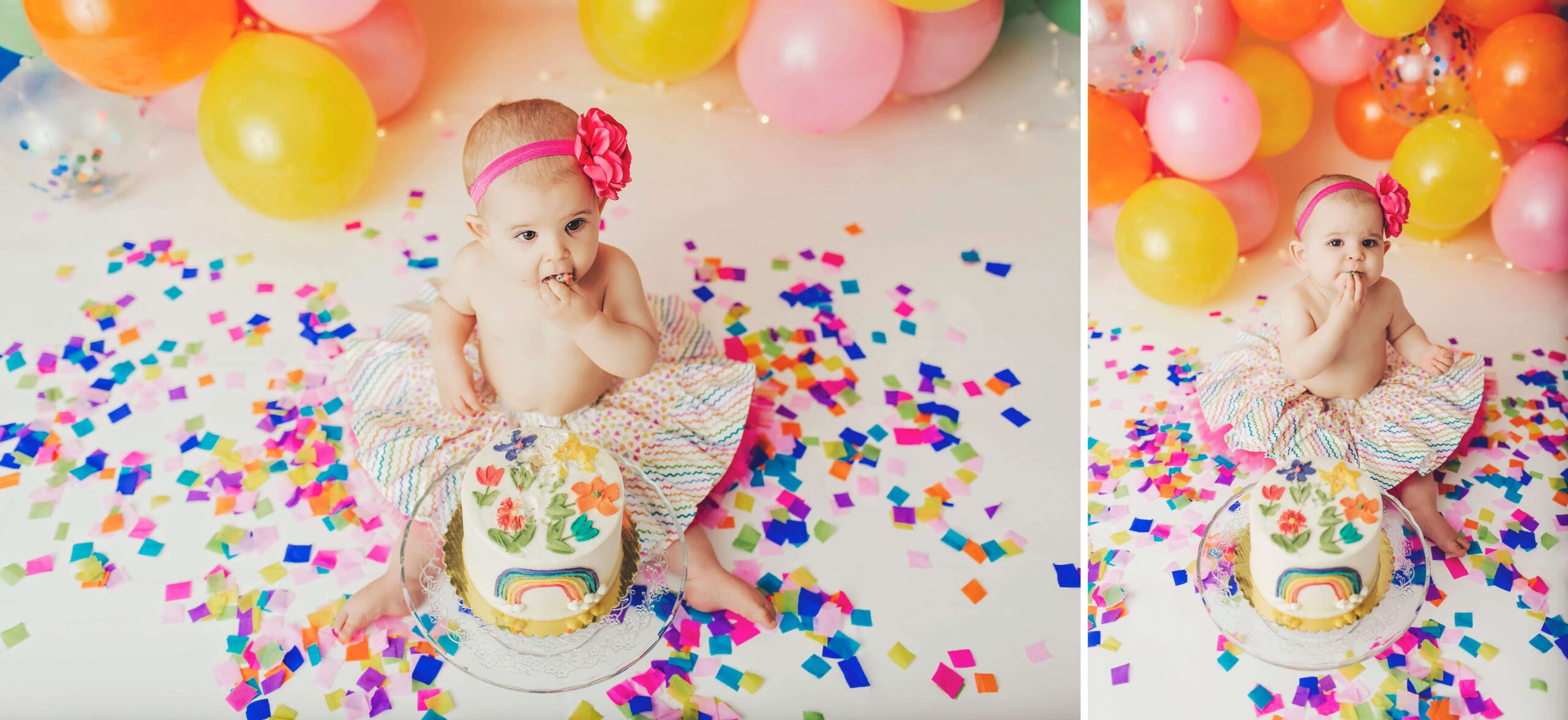 She dug right into her cake and started eating.