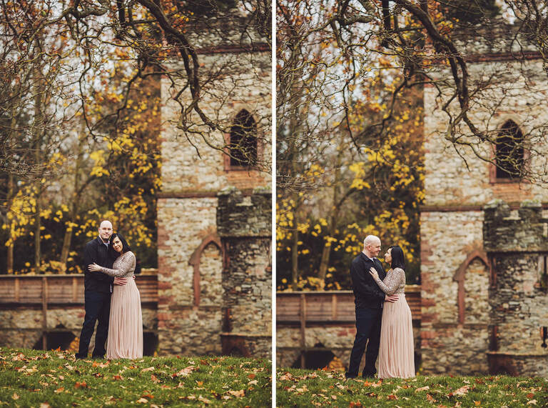 Romantic couple's photos at the castle