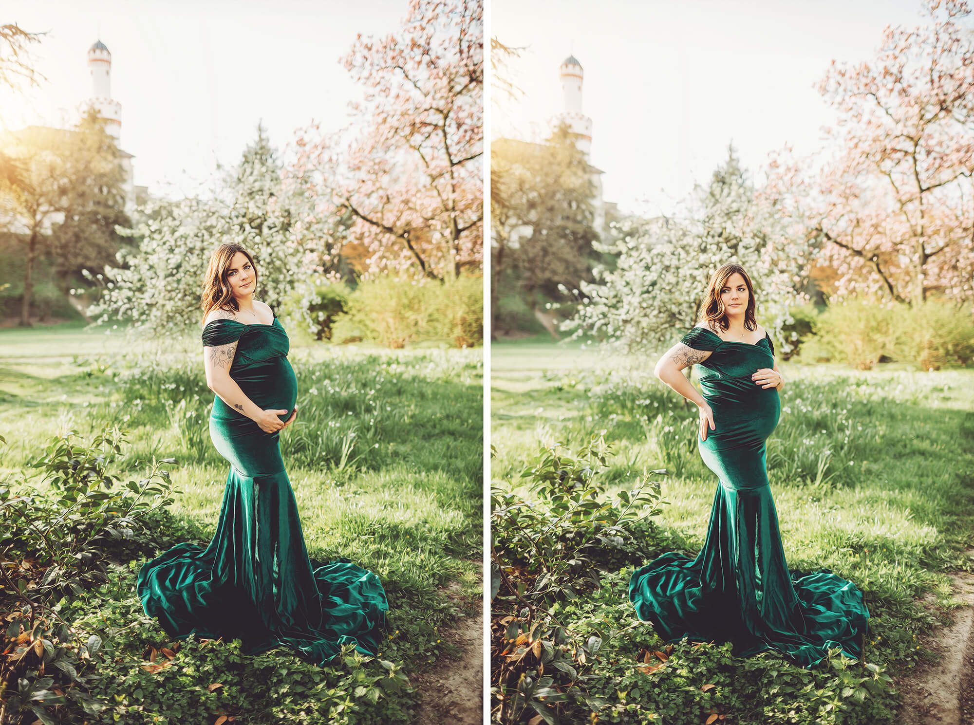 Schloss Bad Homburg in the background of this beautiful spring maternity session