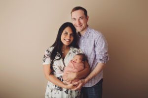 Baby Kaira and her parents during her newborn session