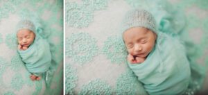 Baby K in teal during her newborn session