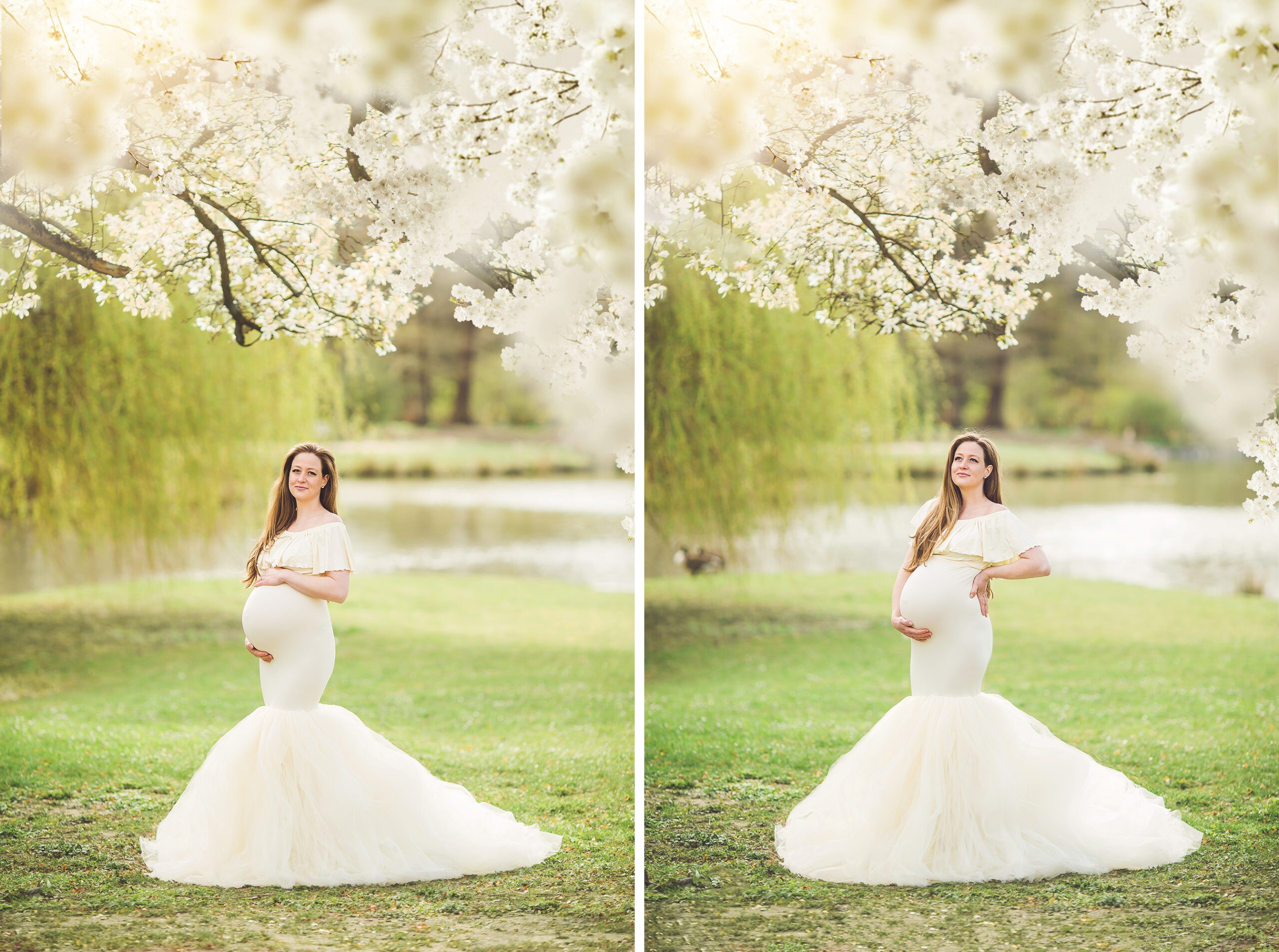 Bad Homburg maternity photographer captures this lovely maternity session by the lake at the Kurpark