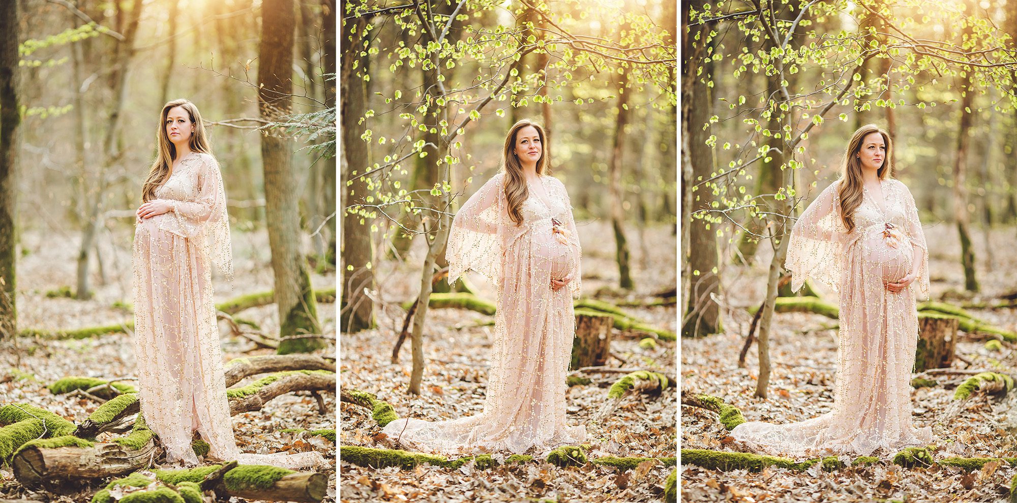 Ramstein maternity photographer captures a magical spring forest session near Frankfurt