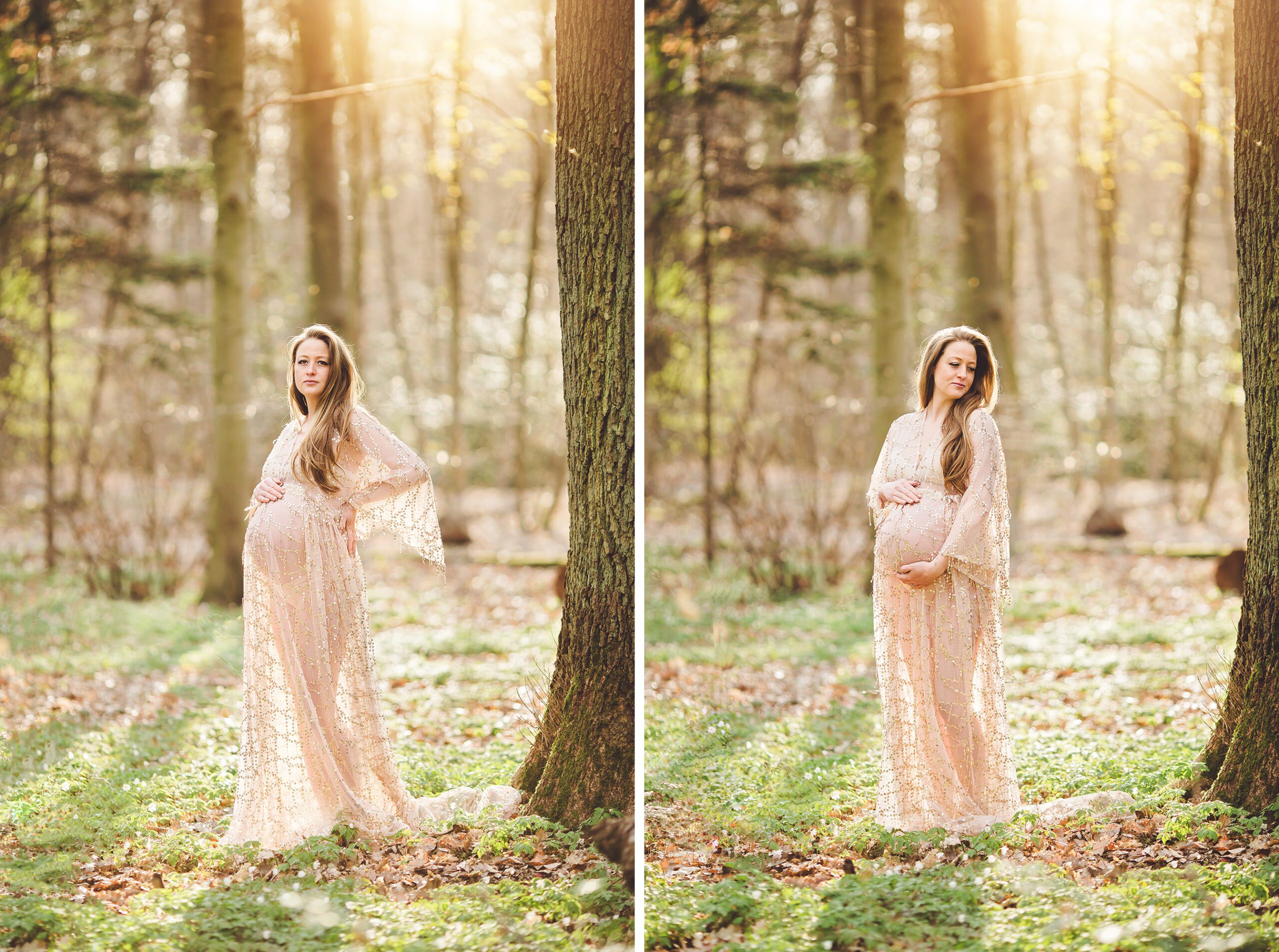 Spring greens and sunlight for this spring maternity session