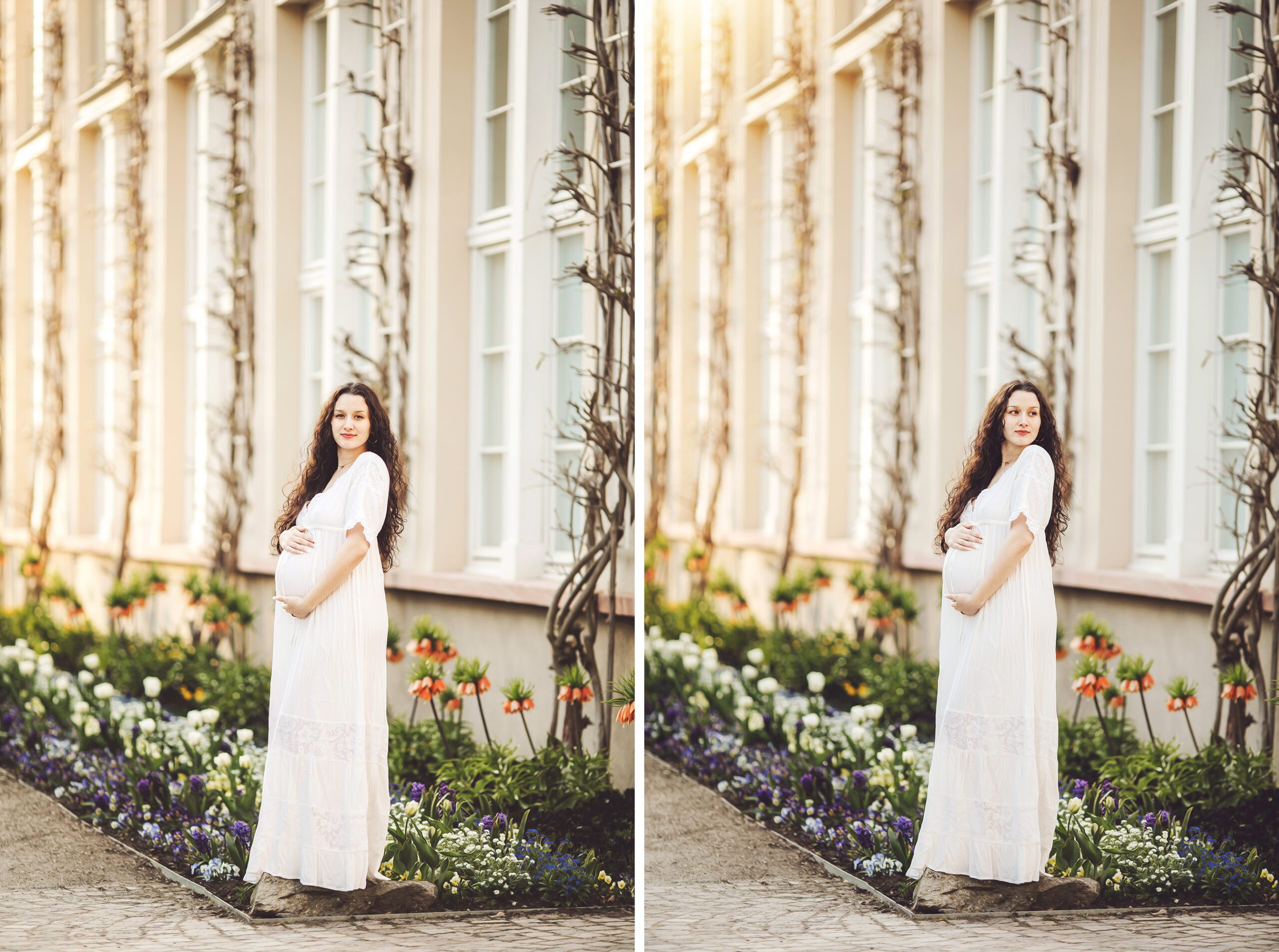 Kallyn by the Bad Homburg orangerie during her maternity session with Belle Vie Photography