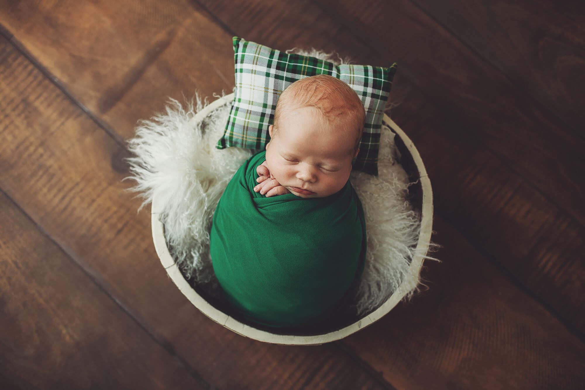 Green wrap and plaid pillow for hudsen
